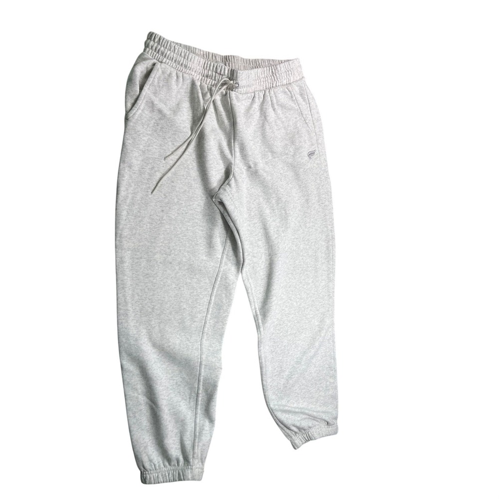 Fabletics Womens Medium Jogger Pants Heather Gray Fleece Sweatpants Drawstring